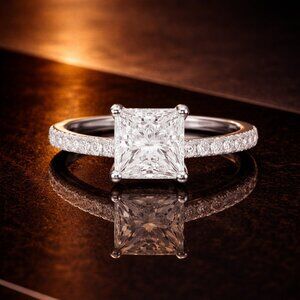 1ct VVS1 | Princess Cut Moissanite Ring | .925 Sterling Silver | Size 6.5 | New